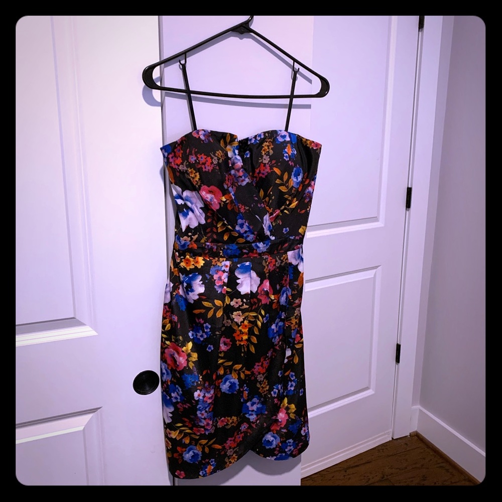 Strapless Yumi Kim Black Floral Dress, NWT, Medium